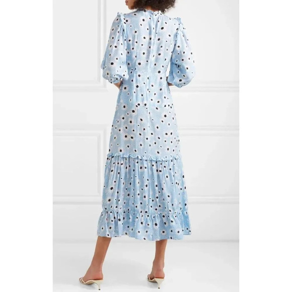 Rixo London Monet Blue Leopard Daisy Midi Dress - Picture 12 of 13